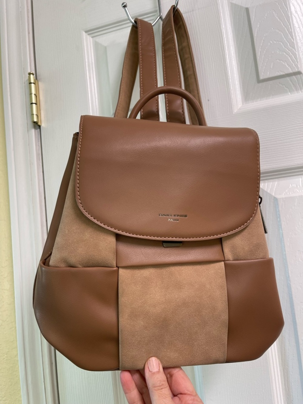 Two-Tone Brown Women's Backpack - Casual Chic